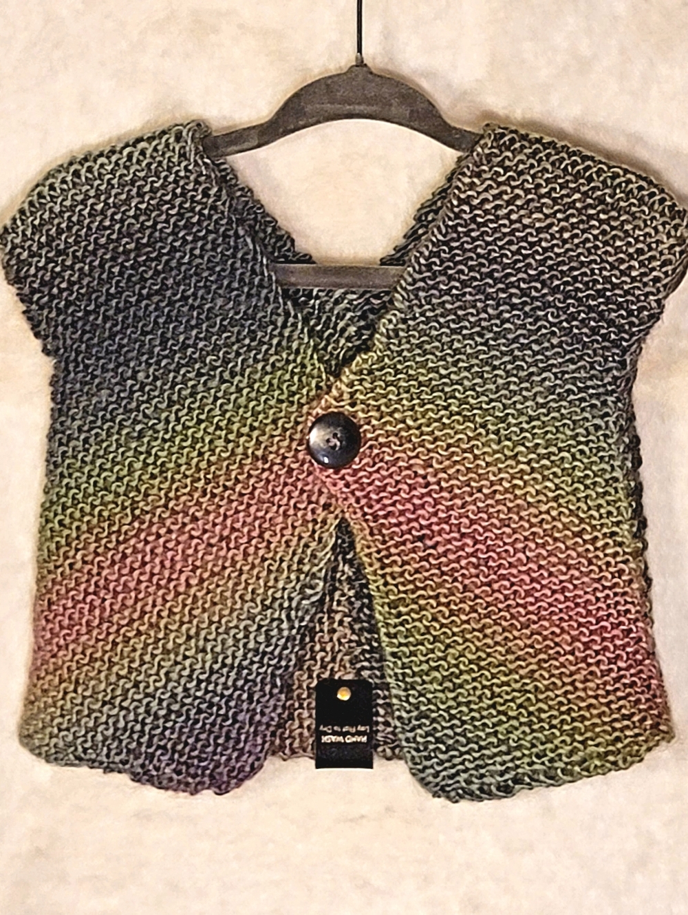 Hand-Knit Multicolor Garter Stitch Baby Sweater Vest - Picture 1 of 7